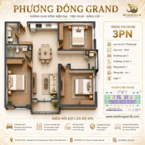 Căn hộ 03 phòng ngủ chung cư Phương Đông Grand