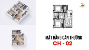 Mẫu thiết kế căn 2 phòng ngủ căn 02